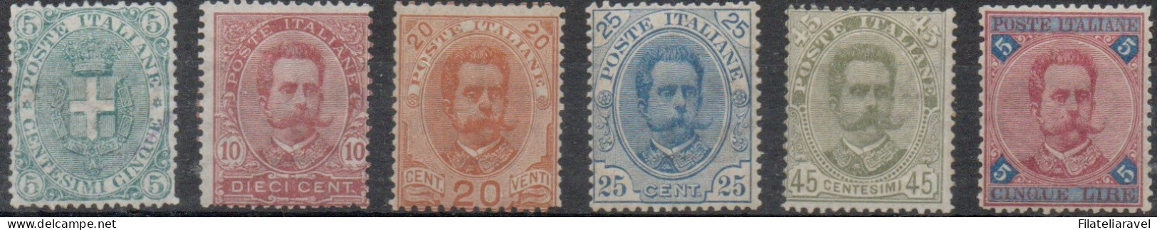 * 1891 - Regno - Umberto I (59/64), 6 Valori, Linguellati (400) - Ongebruikt