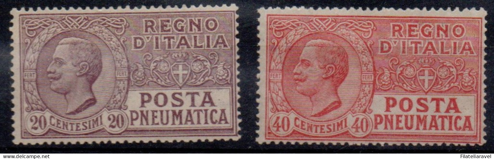 ** 1925 - Regno - Posta Pneumatica Vittorio Emanuele III (8/9), 2 Valori, Gomma Integra (175) - Poste Pneumatique