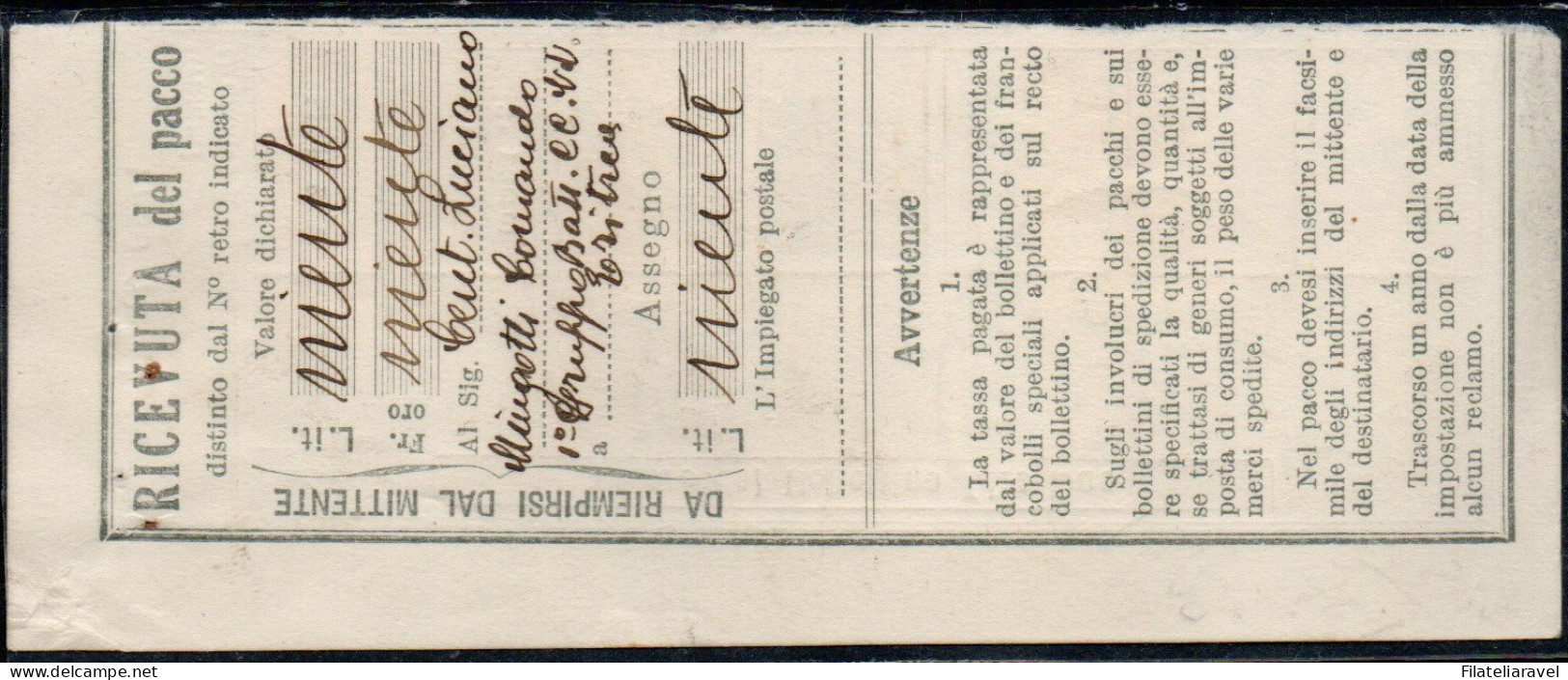 Us 1927 -Regno -  Marche Assicurative, Seconda Parte Su Ricevuta Da Trieste,  2l Rosso (5) , Cert. D. Fabris (3.500) - Verzekerd