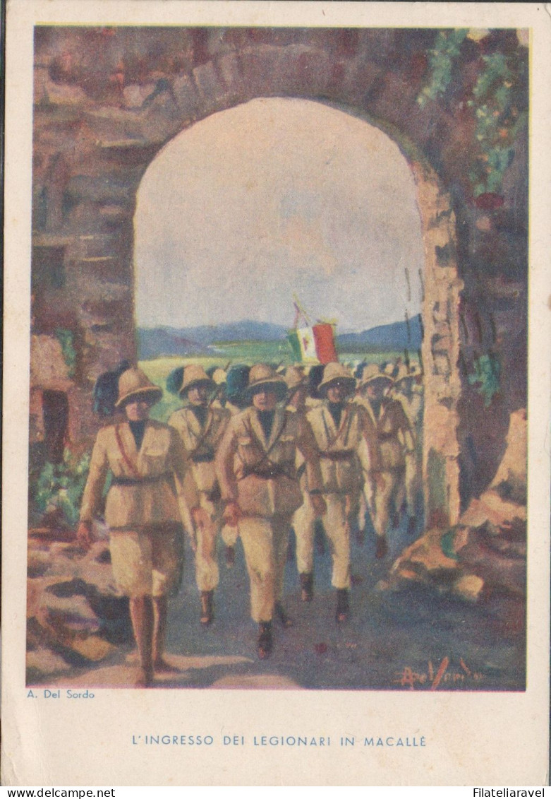 Cart  Cartolina - Militare - L'ingresso Dei Legionari In Macalle Illustratore A. Del Sordo, Viaggiata (16) - Strafport