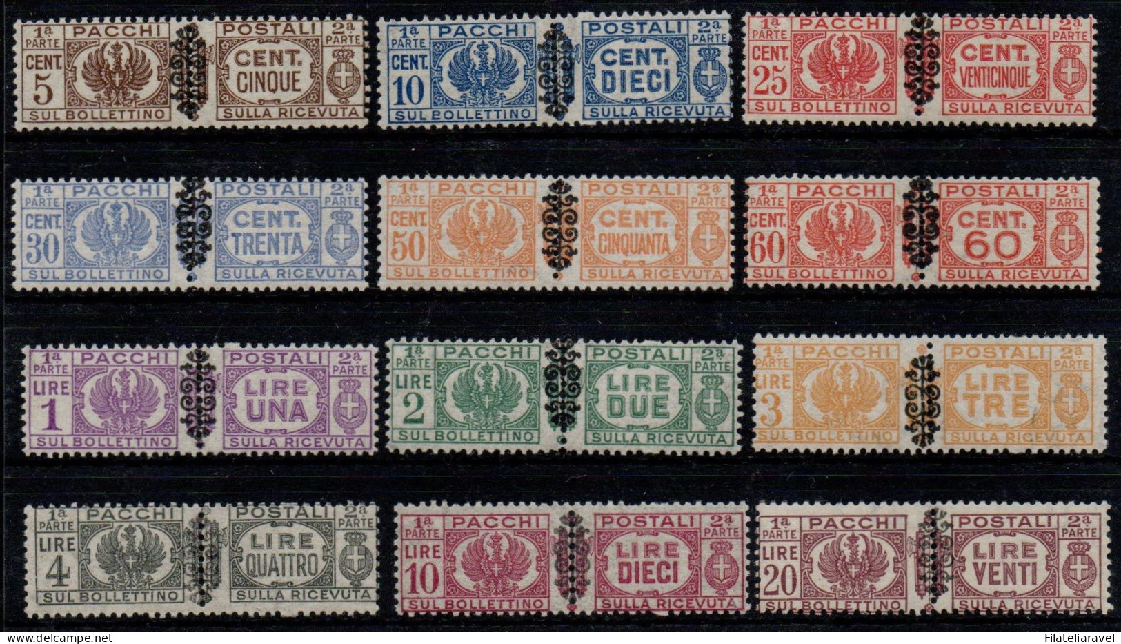 ** 1945 - Luogotenenza - Pacchi Postali (48/59) Serie Completa, 12 Valori Gomma Integra (450) - Paketmarken