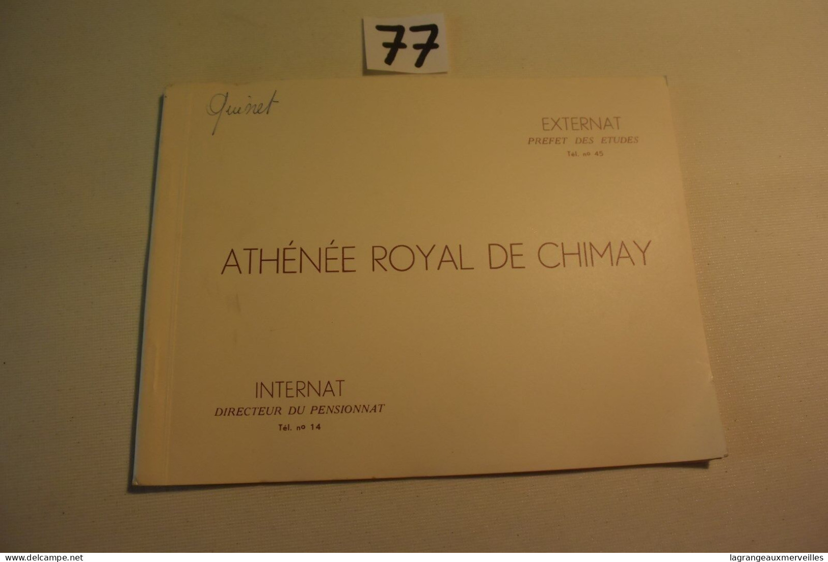 C77 Livret Règlement Athenée De Chimay - Decrees & Laws