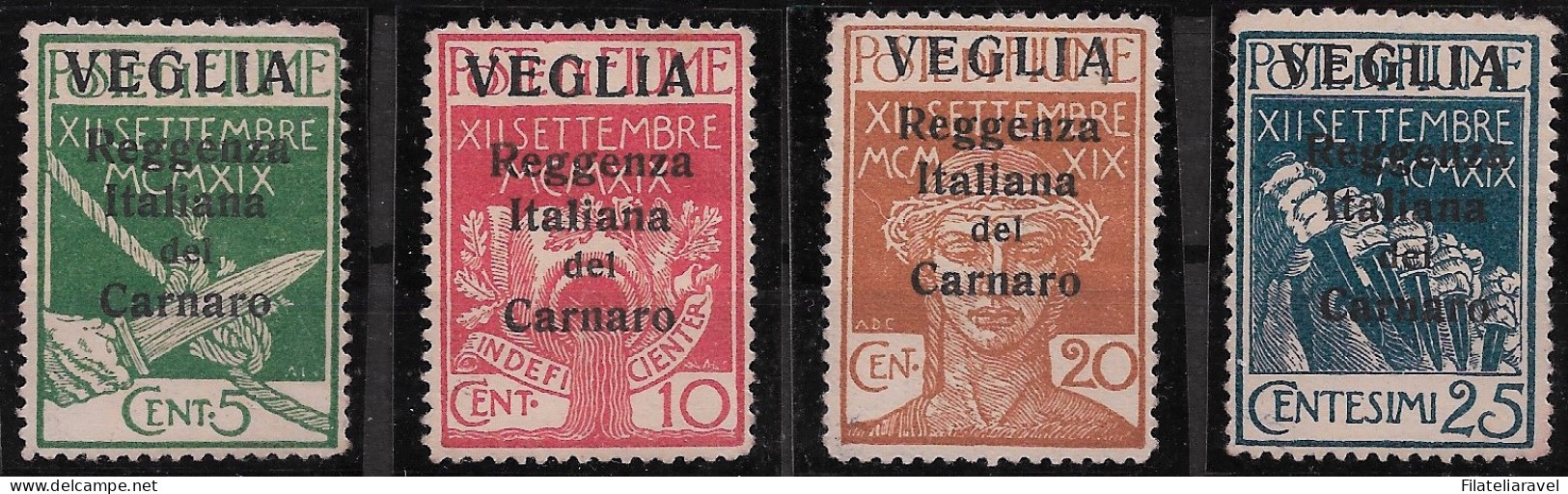 * 1920 Fiume -  Francobolli  Con Soprastampa Veglia In Caratteri Grandi Sassone 1/4 Cert  Fabris - Arbe & Veglia