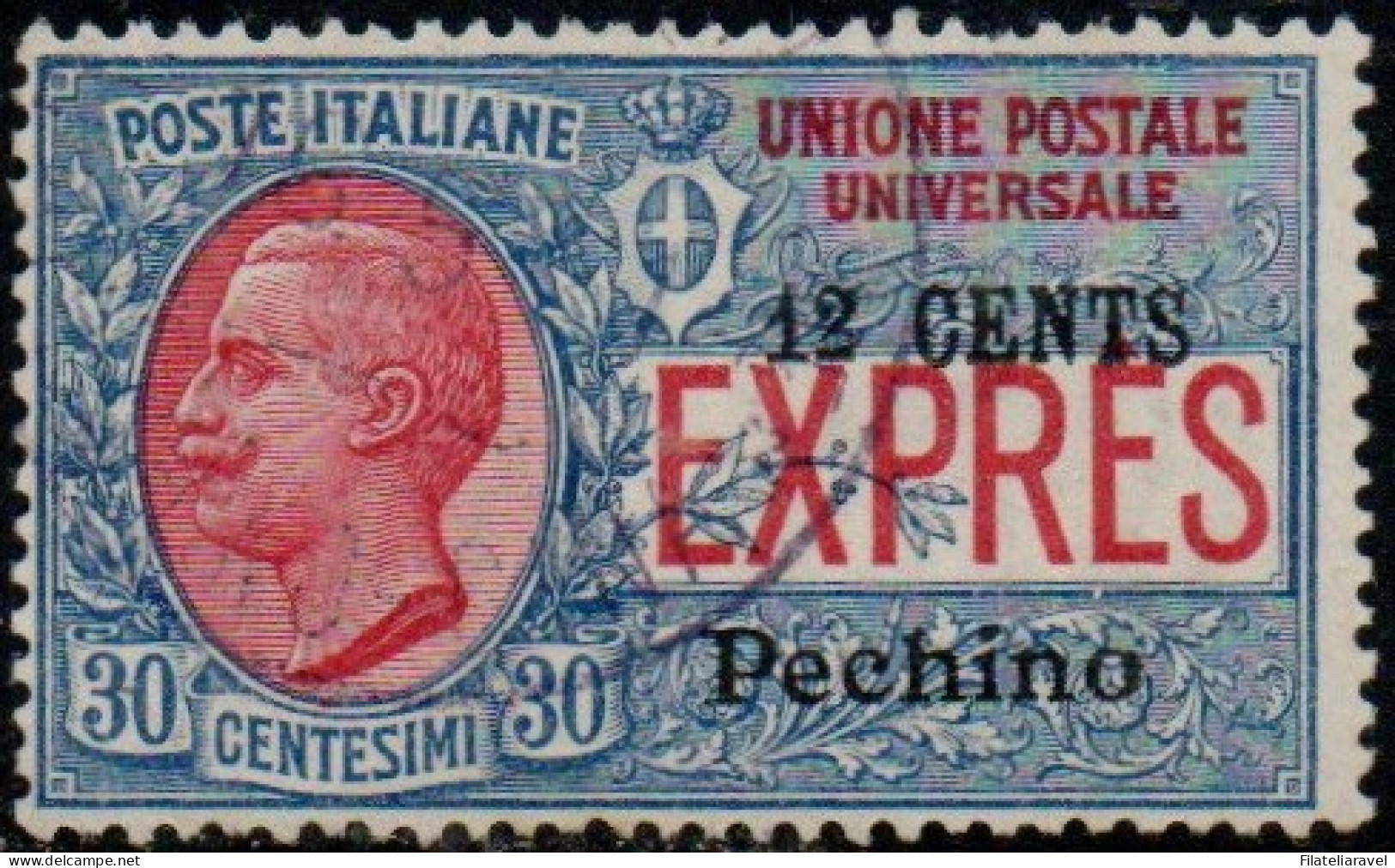 Us 1917 - Pechino 1°  - Espresso 12c Su 30 (cat Ex 2) Soprastampato Nuovo Valore Annullato, F.to Raybaudi/Oliva (900) - Pekin