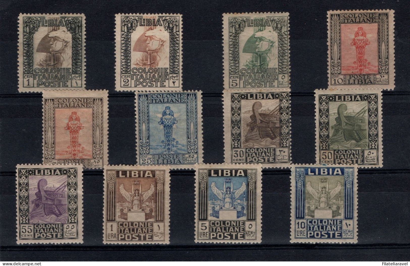 * 1921 - Libia - Pittorica (21/32) Serie Completa, 12 Valori, TL, Ben Centrato, Cert D. Fabris (1.200) - Libia