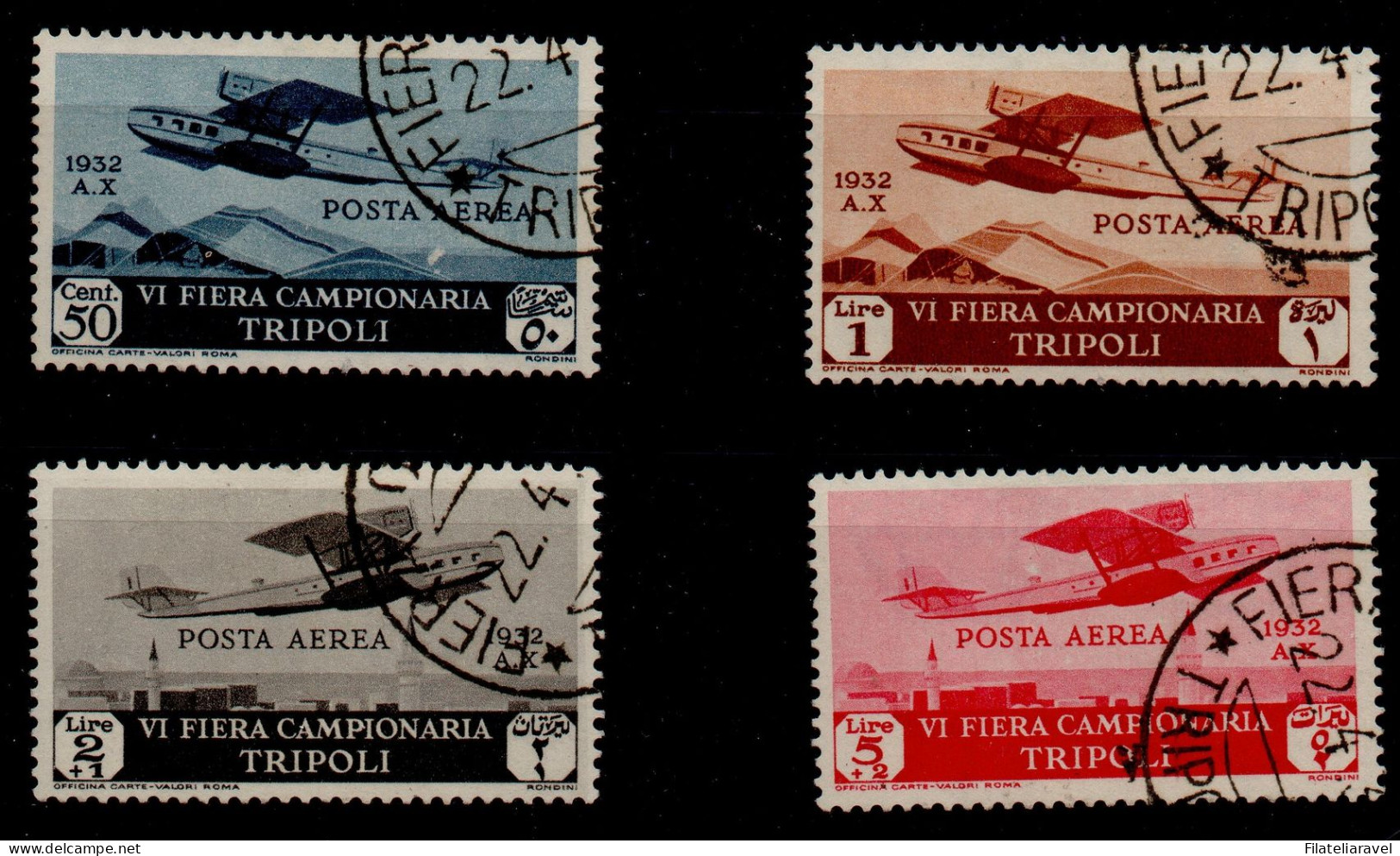 Us 1933 - Libia - 6° Fiera Di Tripoli (108/117+pa) 14 Valori Annullata, Cert D.Fabris ( 2.000) - Libya