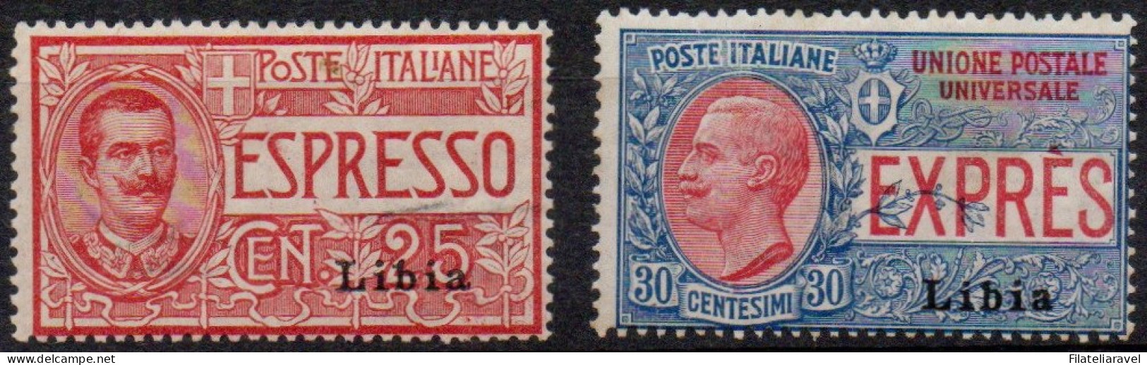 ** 1915 - Libia -  Espressi D'Italia (Ex 1/2) Soprastampati Libia, 2 Valori Integri (500) - Libya