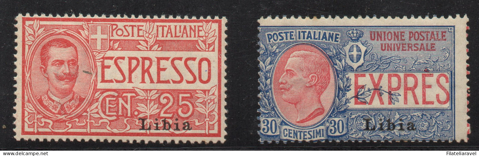 * 1915 - Libia - Espressi D'Italia (Ex 1/2) Soprastampati Libia, 2 Valori TL (200) - Libya