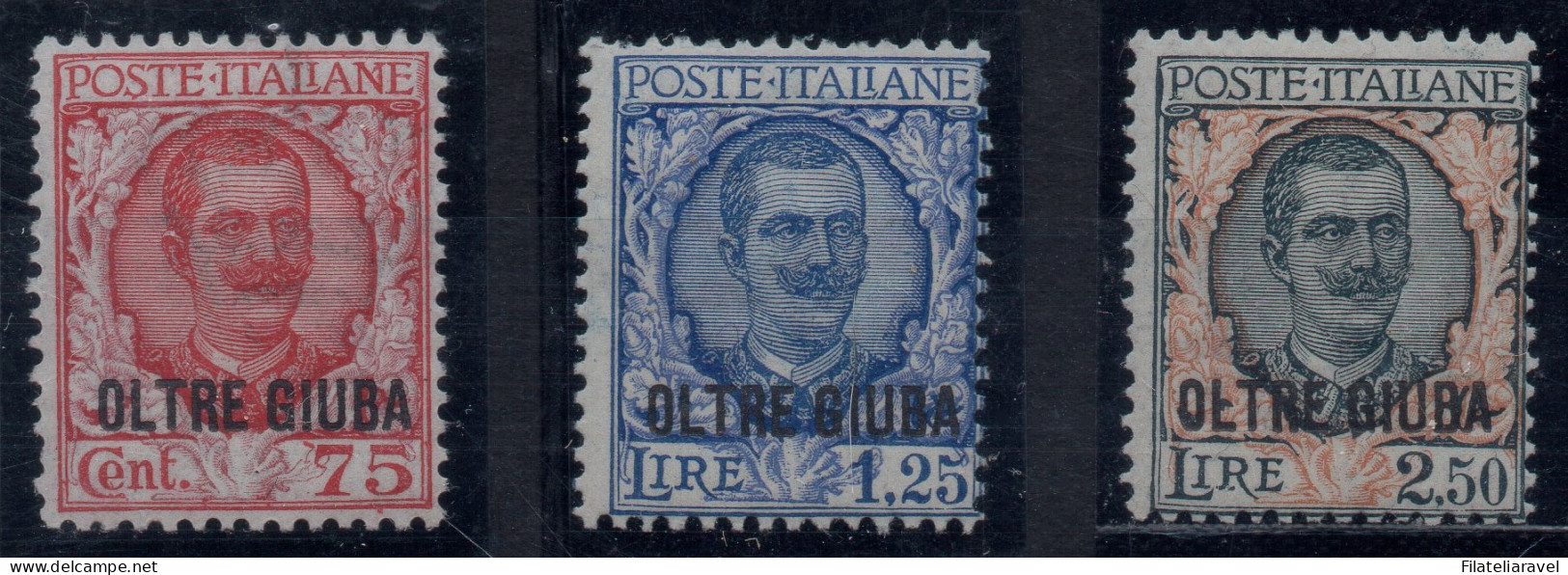 ** 1926 - Oltre Giuba - Floreale Francobolli Di Italia Soprastampati "Oltre Giuba" (42/44) , Serie Completa 3 Valori Int - Oltre Giuba