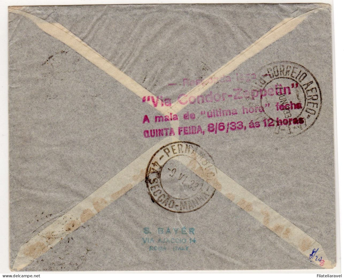 Ltr Zeppelin Per Il Brasile Con Affrancatura Vaticano 20 Lettere Traspostate - Storia Postale (Posta Aerea)