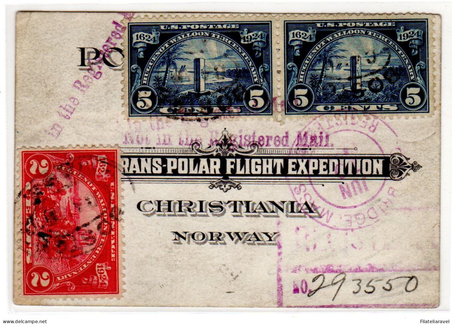 Ltr Volo Tranpolare Amundsen Rara - Storia Postale (Posta Aerea)