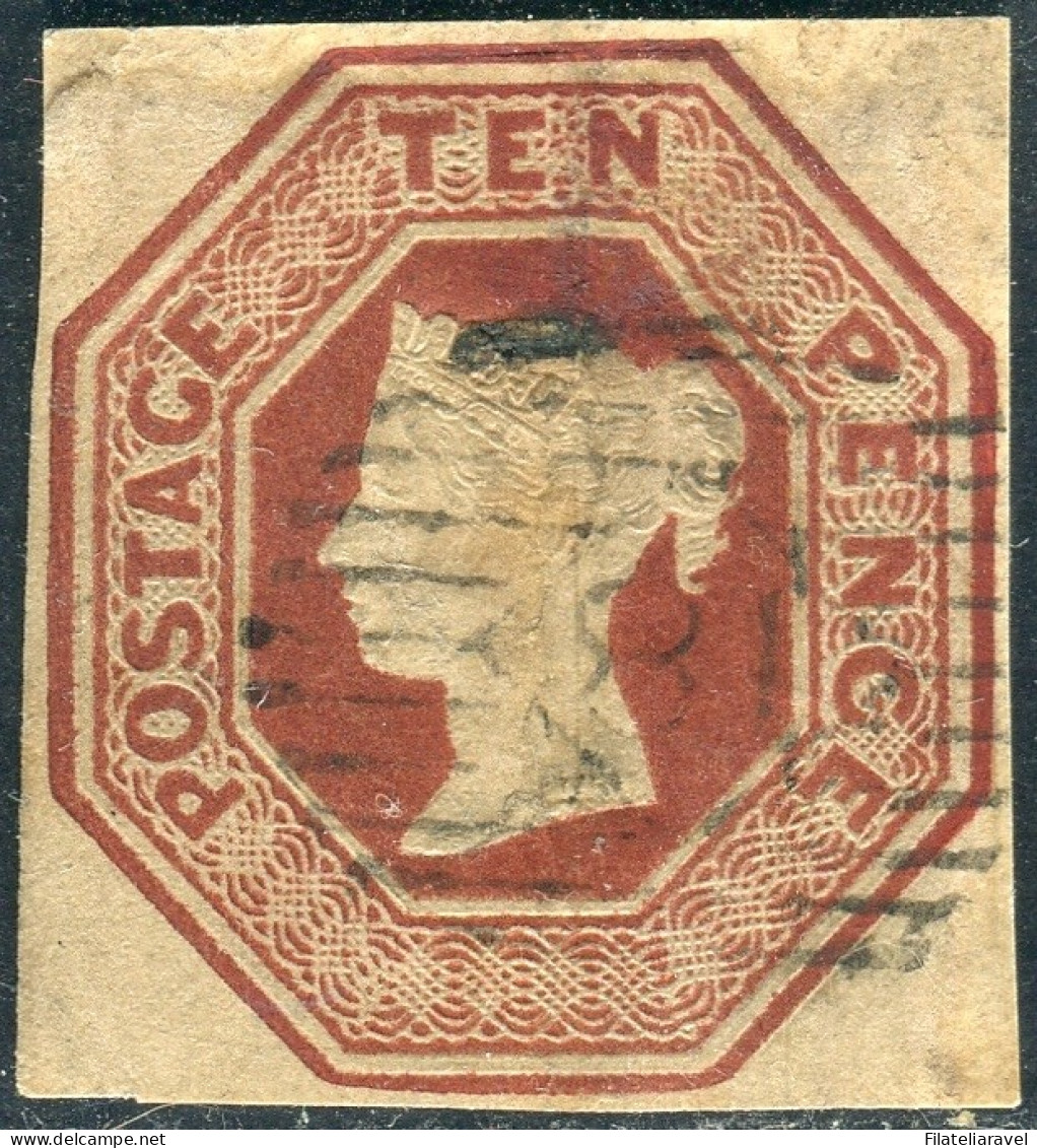 Us 1847-54 - "Gran Bretagna" Stanley Gibbons (57) Embossed Ten Pence Die 4 (£1.800) - Used Stamps