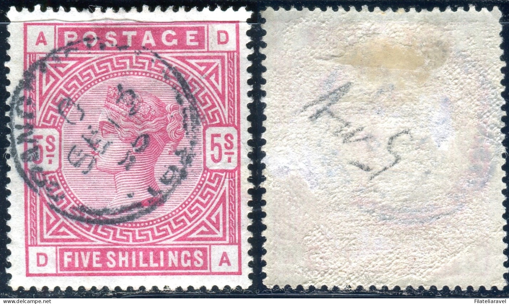 Us 1883-84 Five Shillings Blue Paper Watermark 40 SG(176) (£4000) - Usados