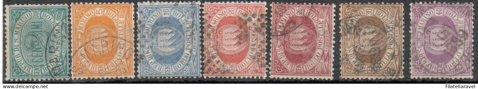 Us 1877/1892 - San Marino - Lotticino - San Marino  Da Cat 1 A 22, Serie Complete ,Cert D. Fabris (3.175) - Usados