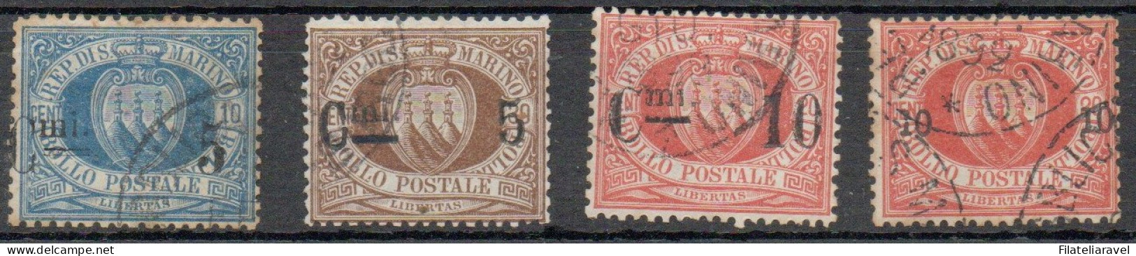 Us 1877/1892 - San Marino - Lotticino - San Marino  Da Cat 1 A 22, Serie Complete ,Cert D. Fabris (3.175) - Usados