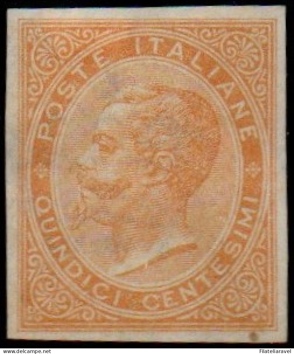 * 1864 - Regno Saggio Con Cambio Di Colore (P13h), 15c Giallo ND, Eff. V E II, Cert. D. Fabris (350) - Neufs