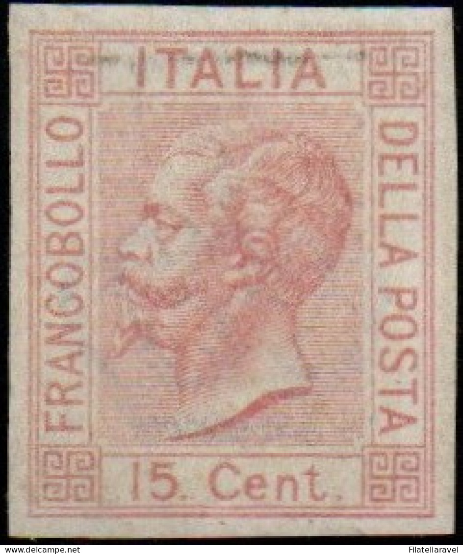 * 1864 - Regno Saggio Del 15 Cent (P21ai), 15c Carminio ND, Eff. V. E. II, Cert. D. Fabris (350) - Neufs