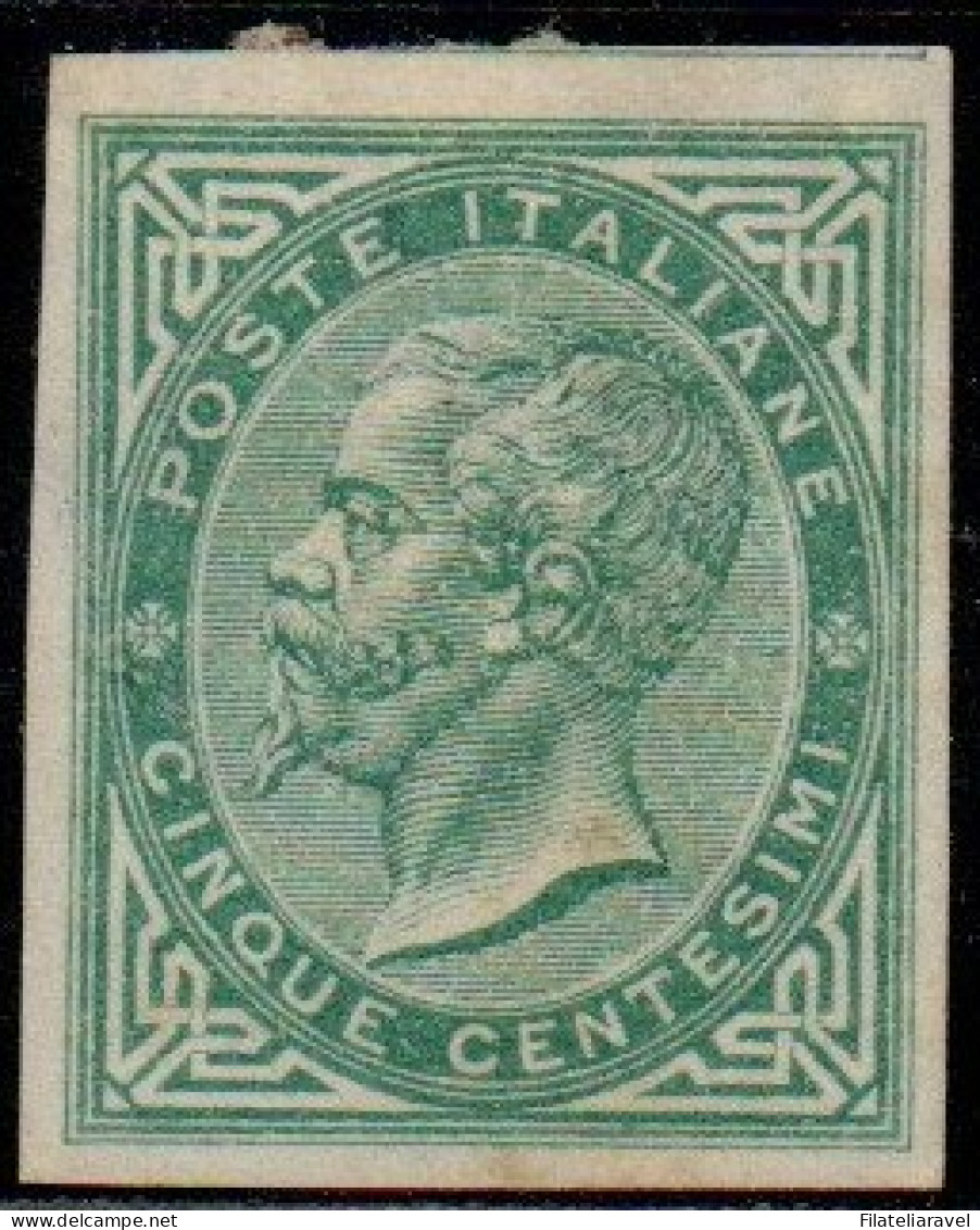 * 1864 - Regno Saggio Con Cambio Di Colore (P11g), 5c Verde ND, Eff. V. E. II, Cert. D. Fabris (350) - Neufs