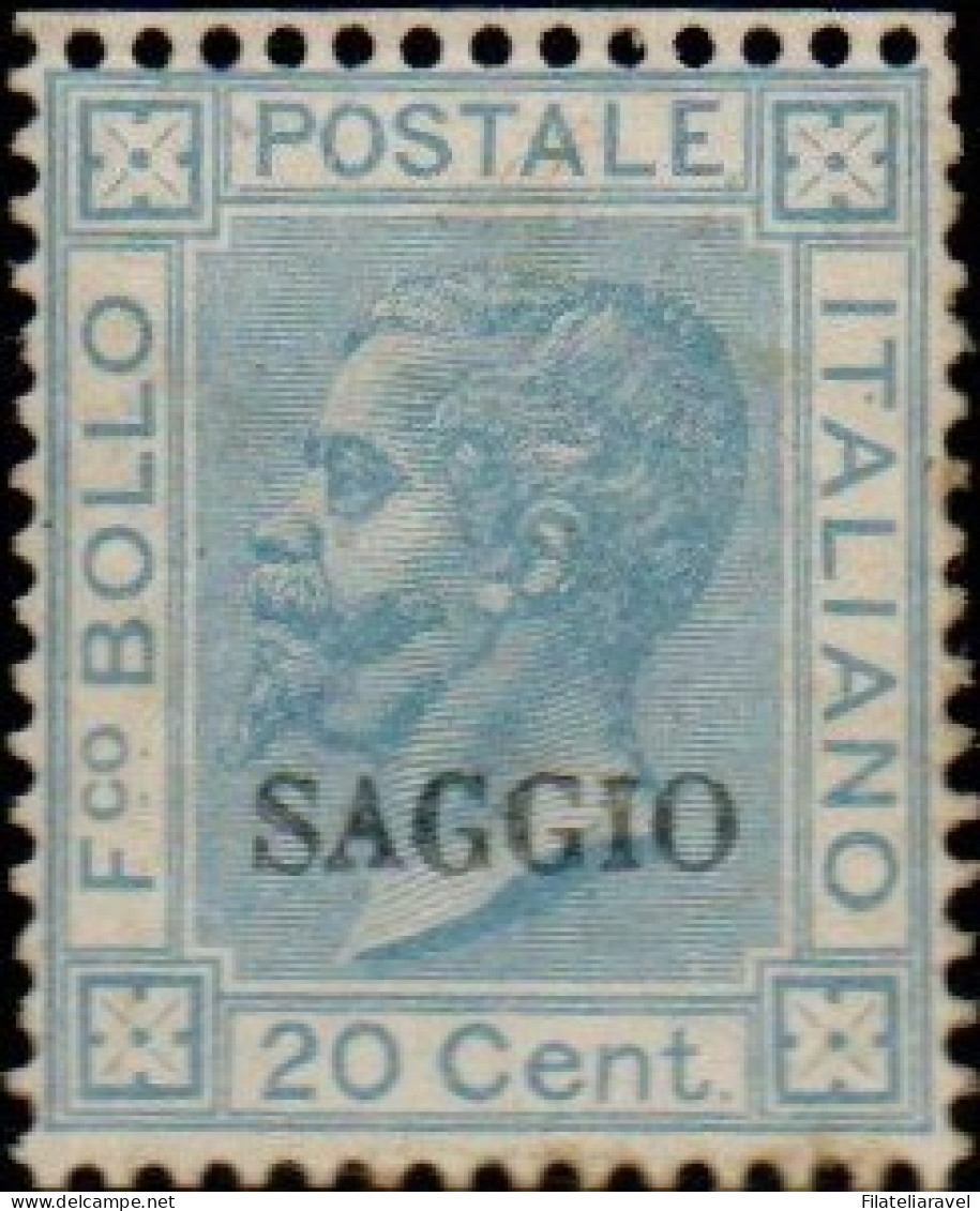 * 1866 - Regno Prova Di Colore (P21ar) 20c Azzurro, Sovrastampato SAGGIO, Cert D Fabris (280) - Neufs