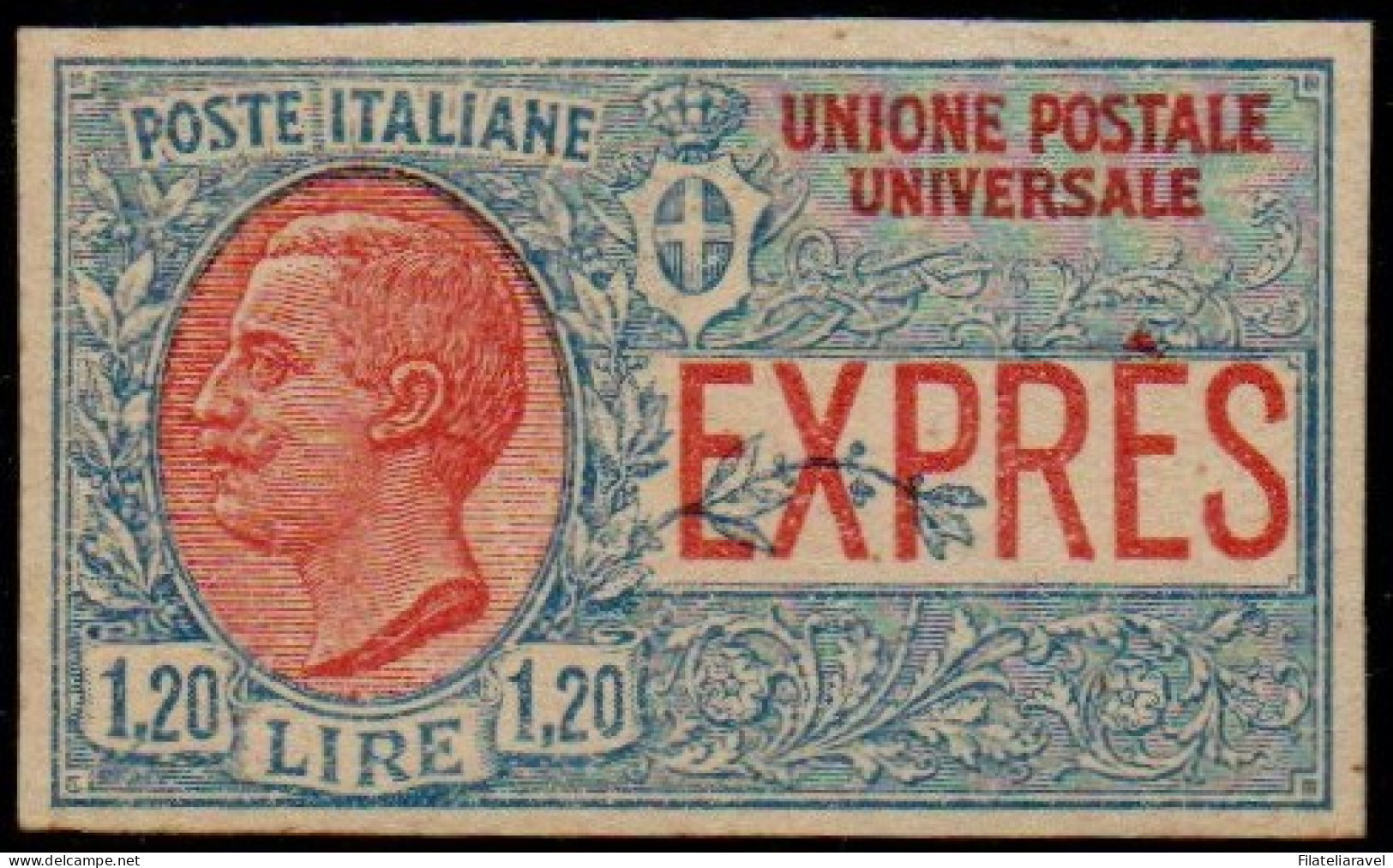 * 1922 - Regno Prova Di Macchina (P7) Espresso 1.20l Azzurro E Rosso, ND, Senza Filigrana (500) - Express Mail