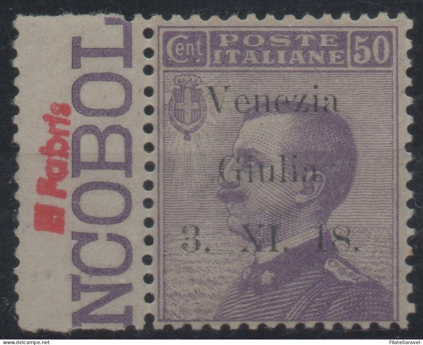 ** 1918 - Venezia Giulia - Francobollo D'Italia Sopr. Saggio (S1) Caratteri Sottili, Cert. Cilio (3.600) - Venezia Giulia