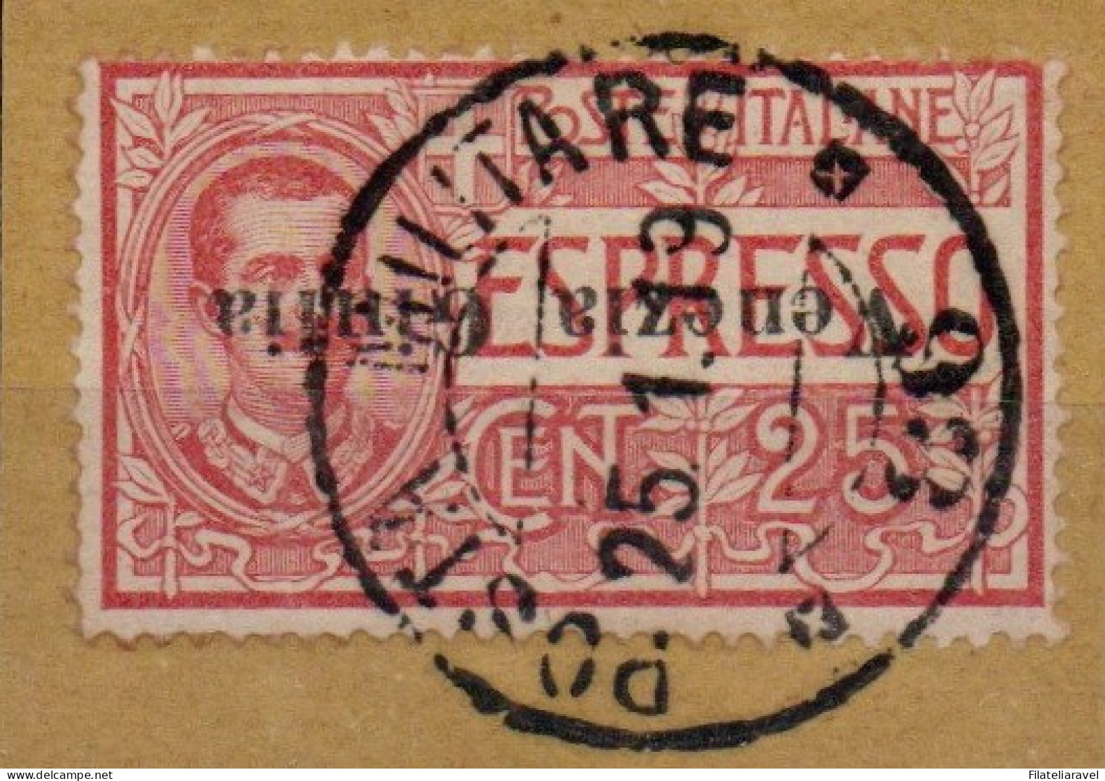 Us 1919 - Venezia Giulia - Espresso 25c (1a) Usato Soprastampa Capovolta, Cert Terrachini (1.300) - Venezia Giulia