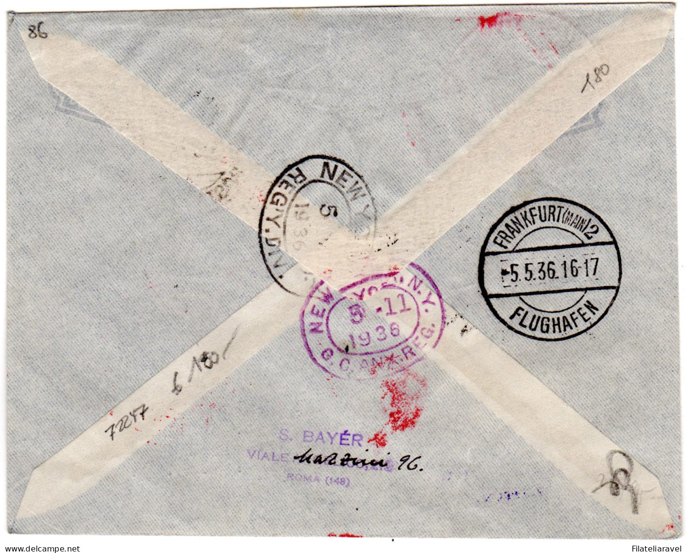 Ltr 1935 Zeppelin Roma New York - Storia Postale (Posta Aerea)