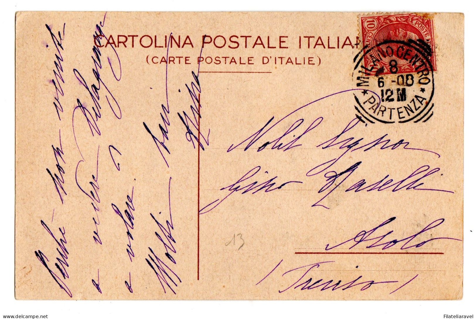 Ltr 1908 Cartolina Volo Commemorativa Viaggiata Del Volo Delagrange - Marcophilie (Avions)