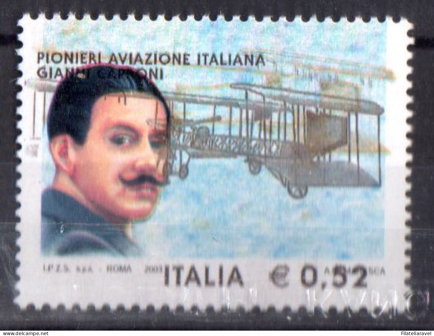 ** 2003 - Italia Repubblica - Varietà Caproni Doppio Aereo Cert Ferrario - 2001-10: Mint/hinged