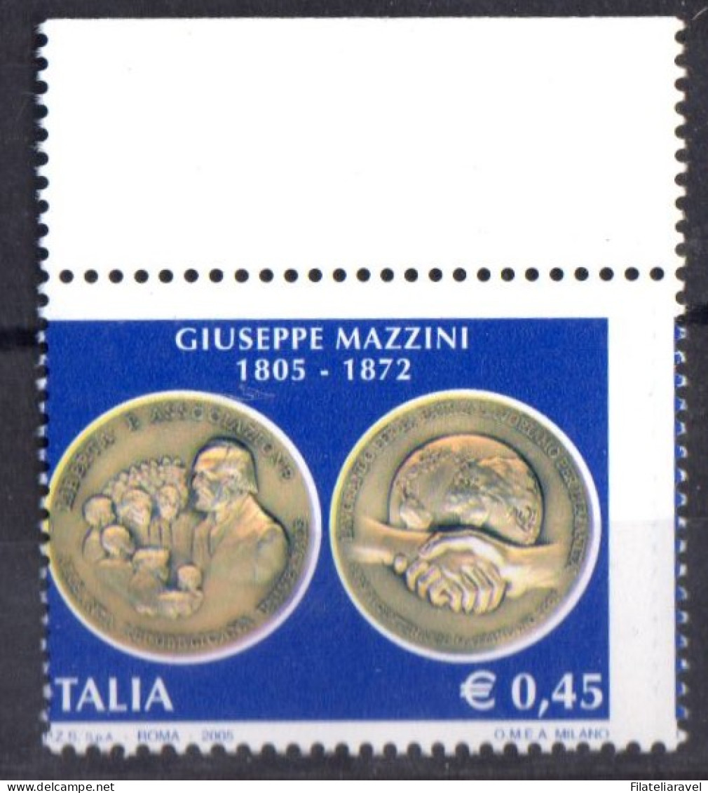 ** 2005 - Italia Repubblica -  Mazzini Dentellatura Fortemente Spostata Cert Ferrario - 2001-10: Mint/hinged