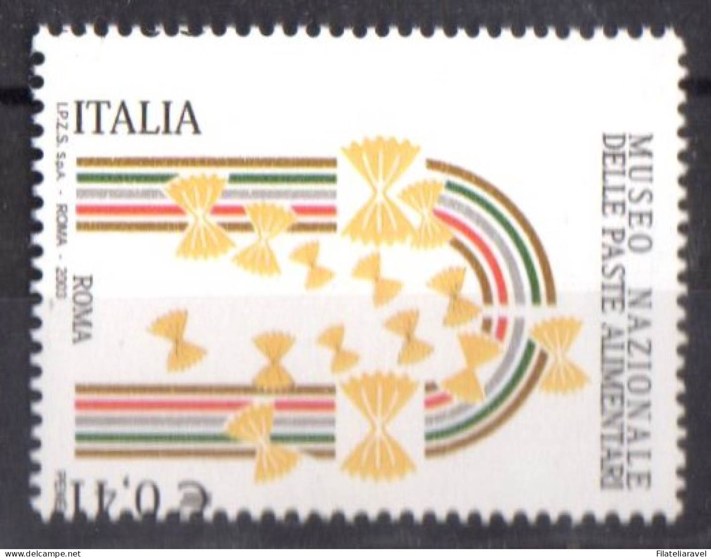 ** 2003 Italia Repubblica - Museo Paste Alimentari Dentellatura Fortemente Spostata Cert Ferrario - 2001-10: Mint/hinged