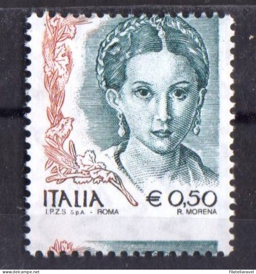 ** Italia Repubblica - Donna Nell'arte Dentella Tura Orizz. Fortemente Spostata Cert Ferrario - 2001-10:  Nuovi