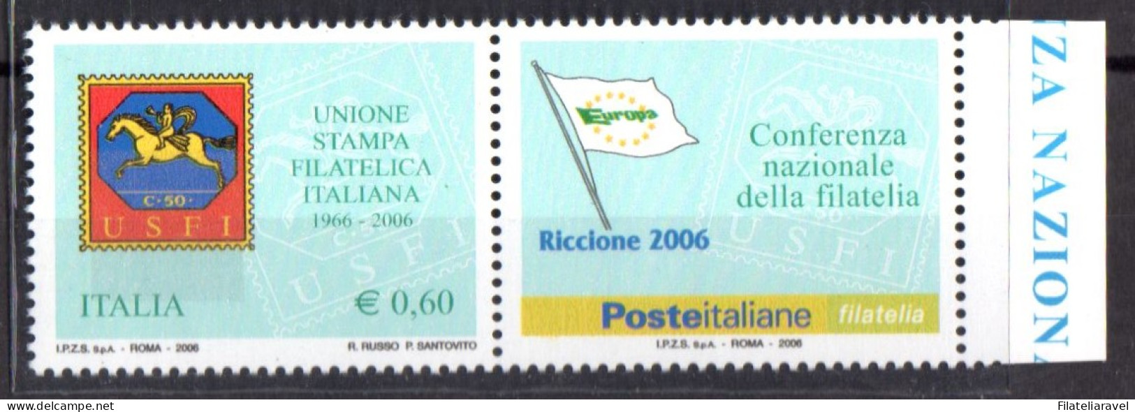 ** 2006 Italia Repubblica - USFI Appendice Fondo Oro Fortemente Spostata In Basso Cert Ferrario - 2001-10: Mint/hinged