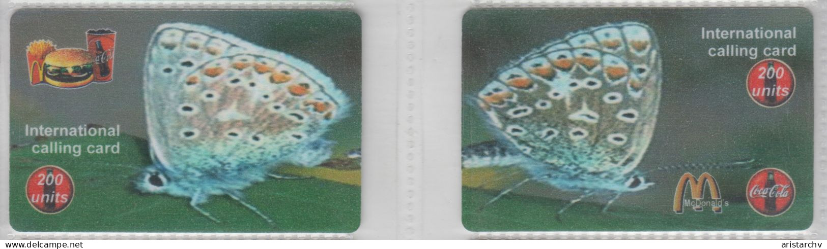 CHINA BUTTERFLY SET OF 2 PHONE CARDS - Schmetterlinge