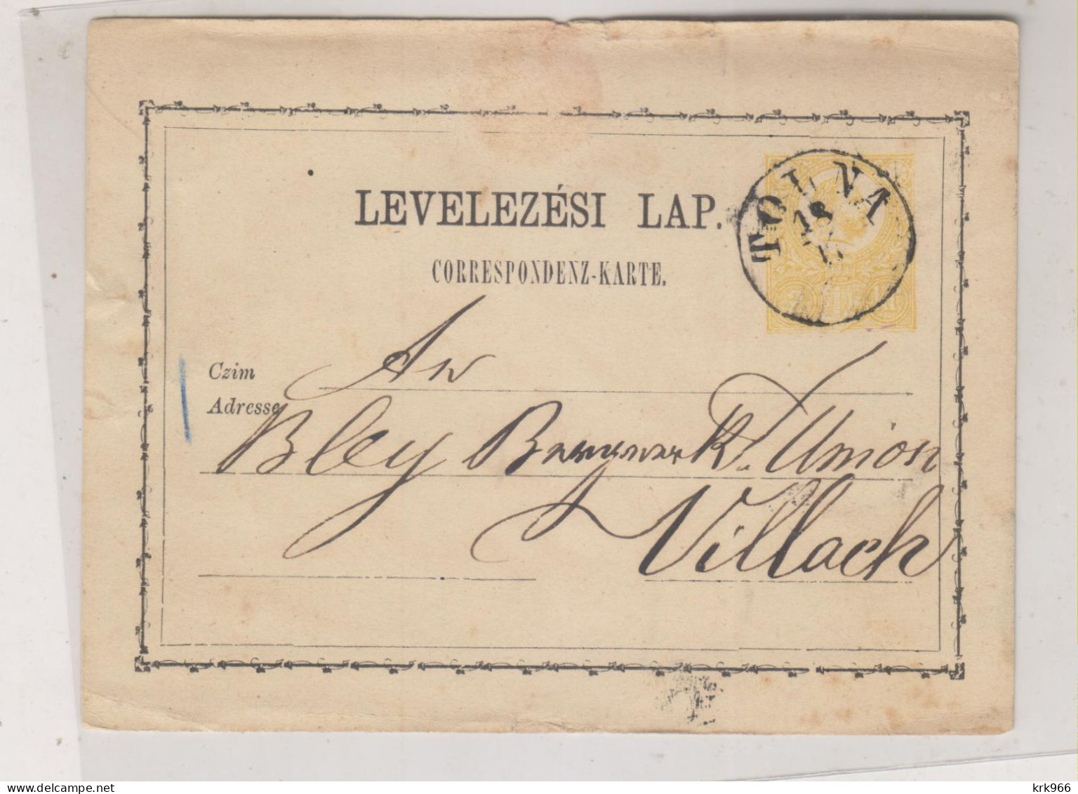 HUNGARY. 1874 TOLNA Nice Postal Stationery To Austria - Briefe U. Dokumente