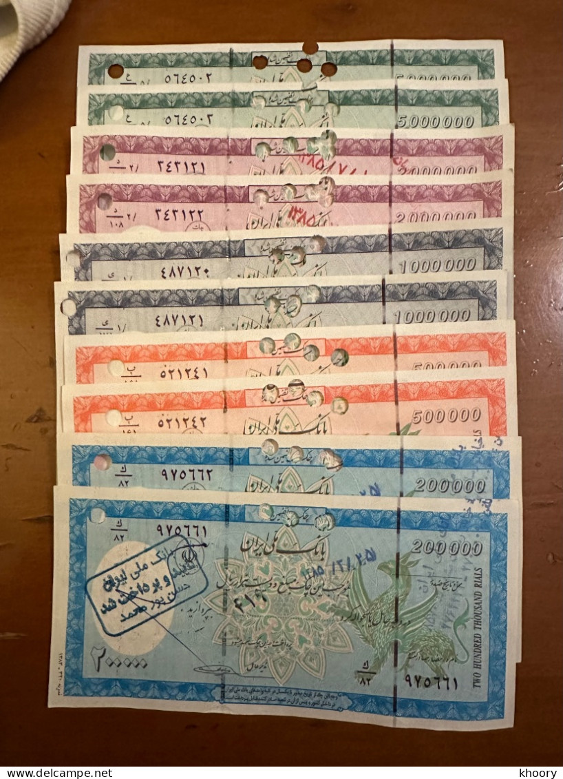 Iran (Melli) Bank 200 500 1000 2000 5000  (UNC-) P-NEW [Complete Set Sequence X2] [Very Rare !!] - Iran