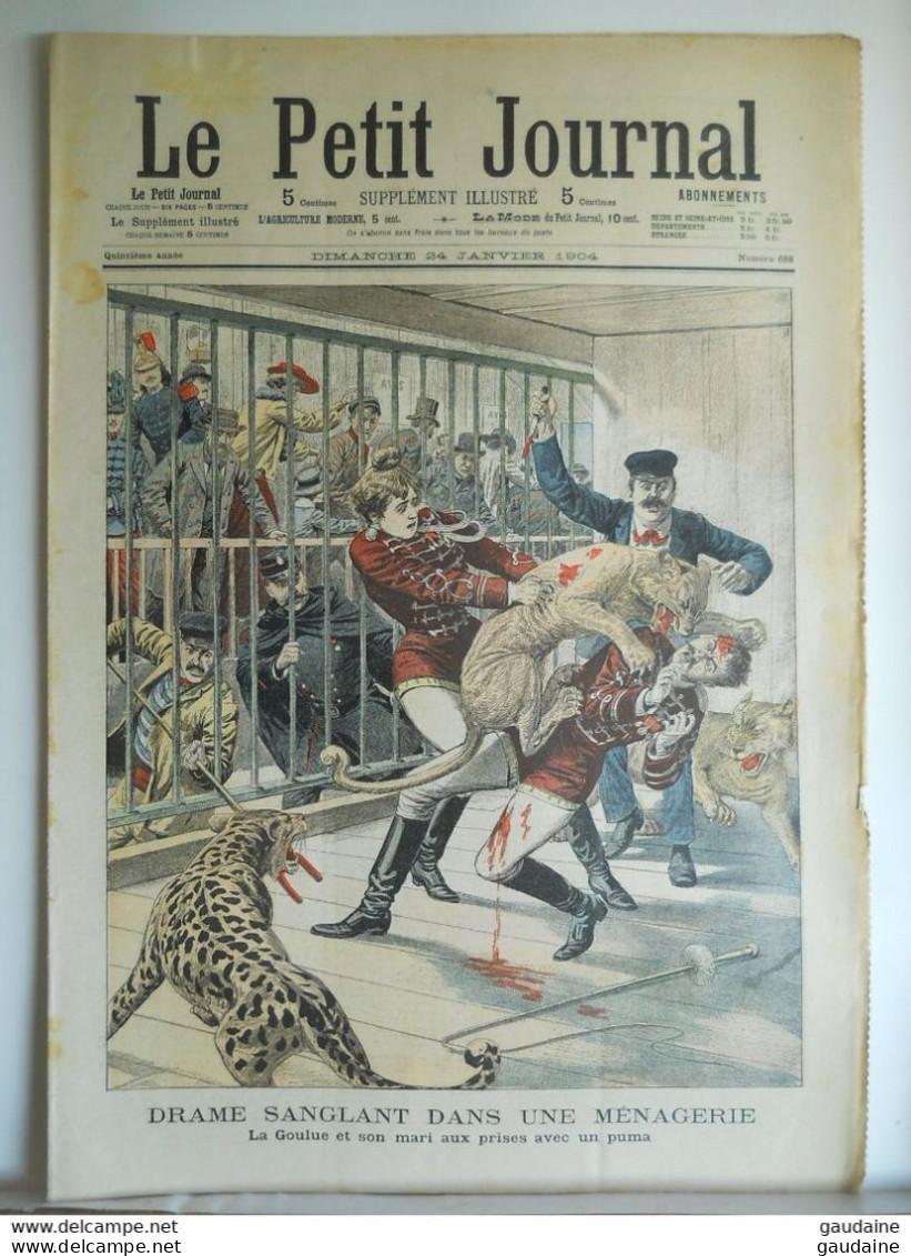 LE PETIT JOURNAL N°688 - 24 JANVIER 1904 - CIRQUE : DRAME SANGLANT DANS UNE MENAGERIE - ARMEE JAPONAISE - Le Petit Journal
