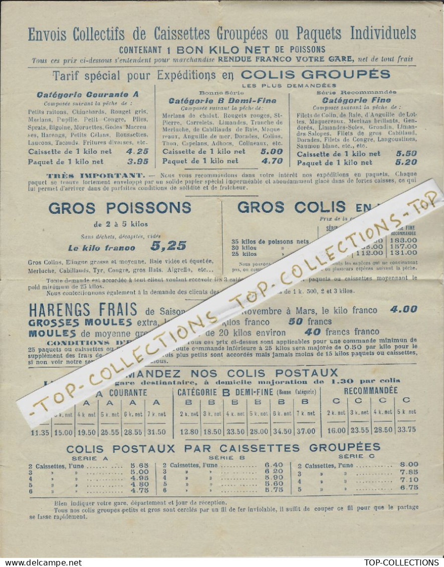 1927  ENTETE  ETS Conti Goudaille Boulogne Sur Mer NAVIGATION PECHE MAREE FRAICHE SALAISON TARIFS V.SCANS - 1900 – 1949
