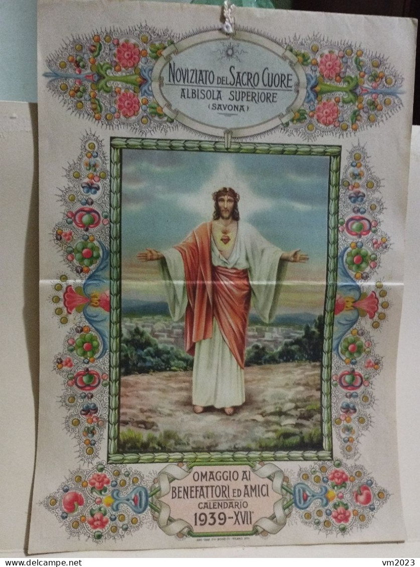 Calendario 1938 NOVIZIATO DEL S. CUORE Albisola Superiore (Savona)  3x21 Cm - Grand Format : 1921-40