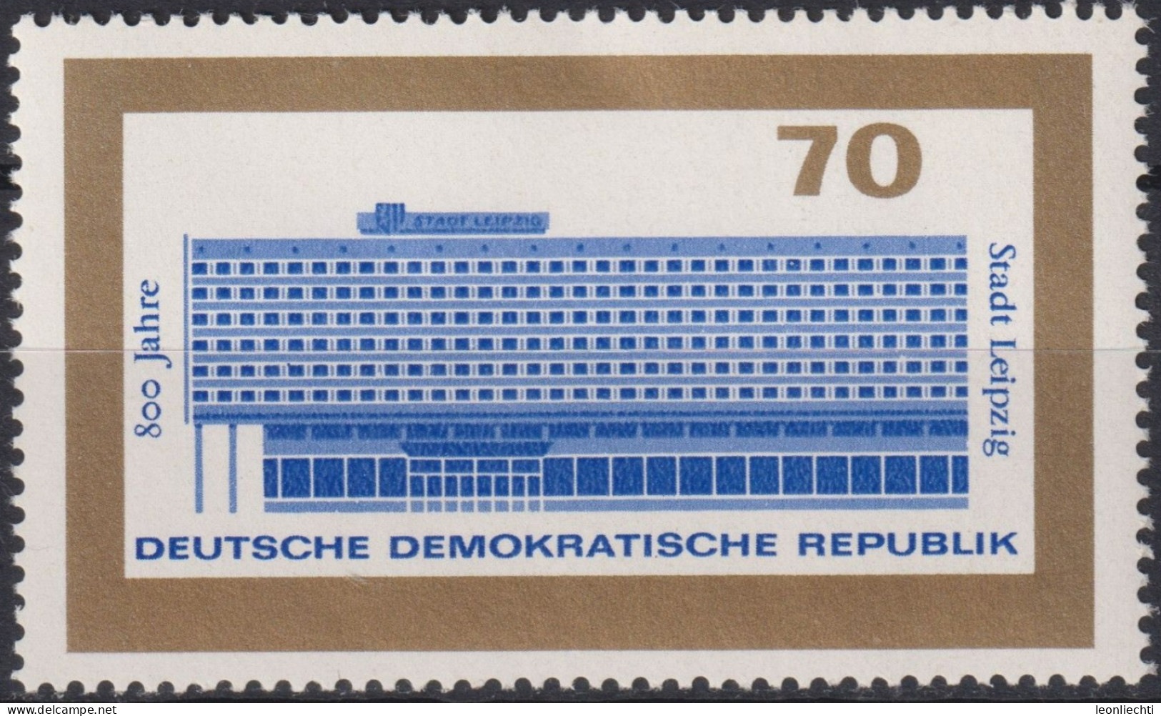 1965 DDR, ** Mi:DD 1129, Yt:DD 828, 800 Jahre Stadt Leipzig, Hotel Stadt Leipzig - Hostelería - Horesca