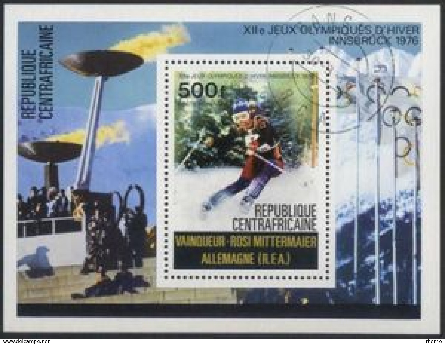 CENTRAFRICAINE -  Jeux Olympiques D'hiver 1976 - Innsbruck - Rosi Mittermaier, Allemagne, Spécialiste Du Slalom - Hiver 1976: Innsbruck