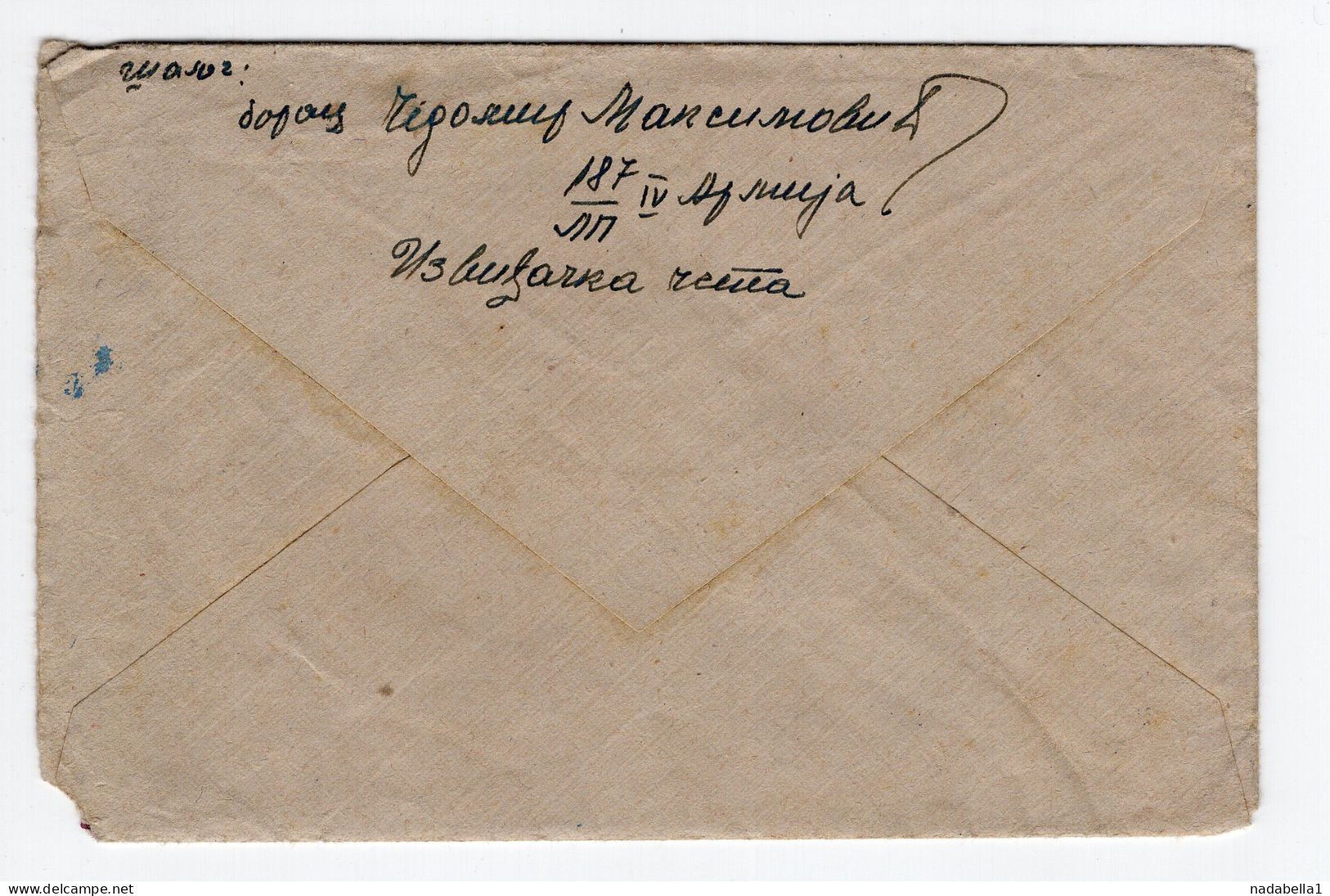 25.10.1945. YUGOSLAVIA,SERBIA,TO IV ARMY PARTIZAN MAIL,IV ARMY CENSOR,LETTER INSIDE - Briefe U. Dokumente