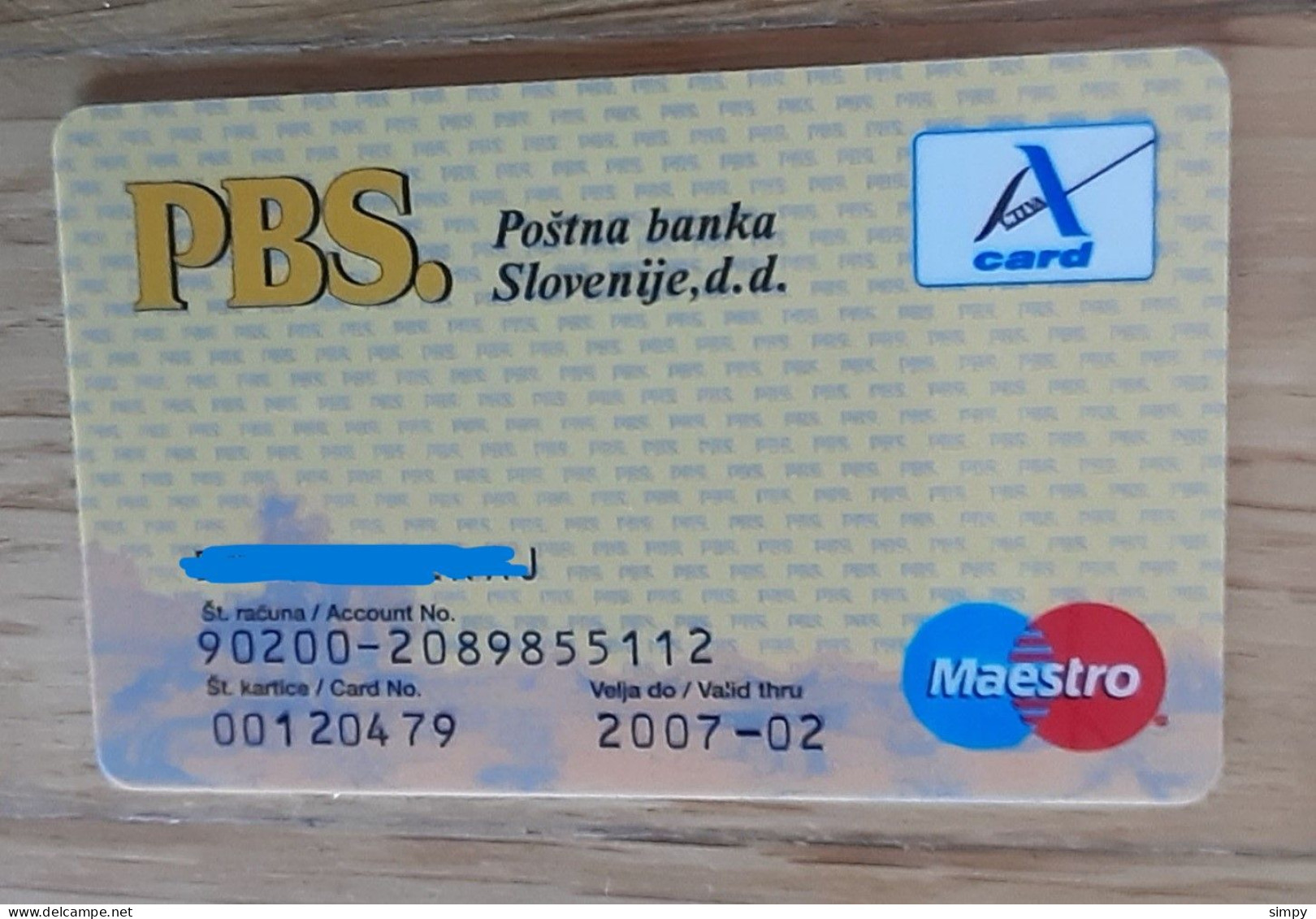 Slovenia Credit Card Postna Banka Slovenije PBS Maestro Bank Expired - Krediet Kaarten (vervaldatum Min. 10 Jaar)