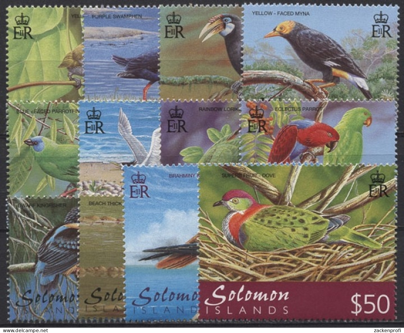 Salomoninseln 2001 Vögel 1033/44 Postfrisch - Solomon Islands (1978-...)