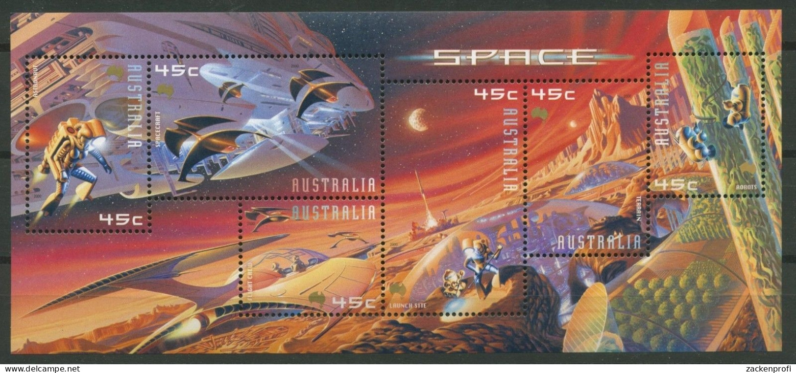Australien 2000 Weltraum Besiedelung Des Mars Block 36 Postfrisch (C24116) - Hojas Bloque