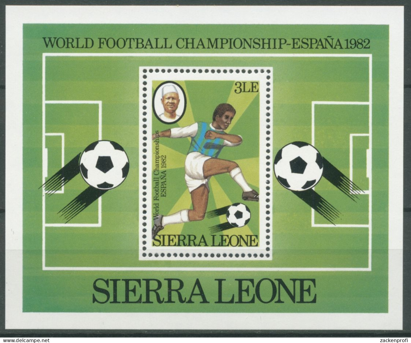 Sierra Leone 1982 Fußball-WM In Spanien Block 8 Postfrisch (C28676) - Sierra Leone (1961-...)