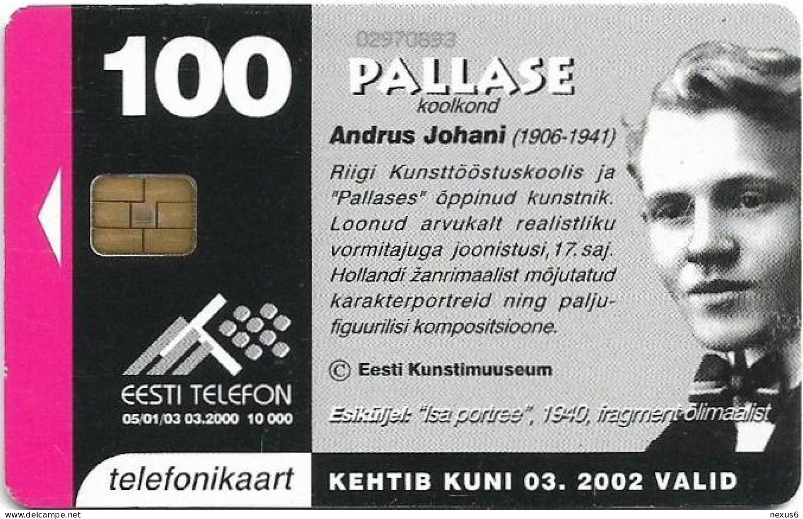 Estonia - Eesti Telefon - Pallas I Andrus Johani, Portrait Of Father - ET0128 - 03.2000, 100Kr, 10.000ex, Used - Estonia