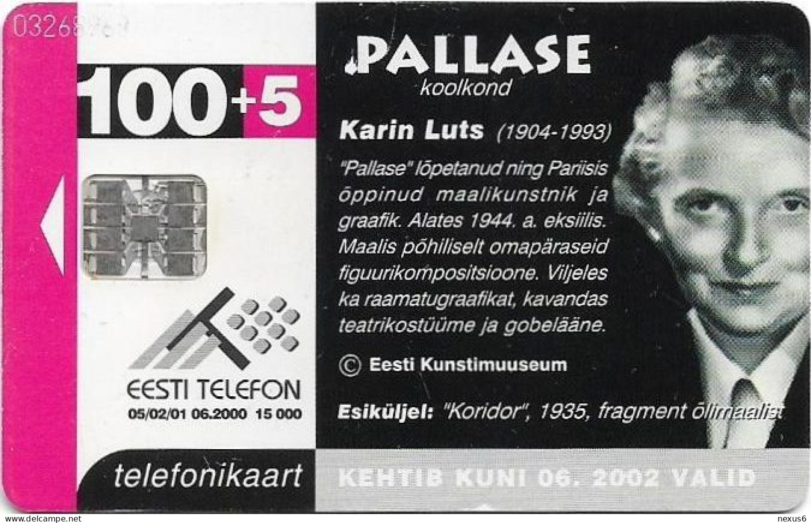 Estonia - Eesti Telefon - Pallas II Karin Luts, Corridor - ET0133 - 06.2000, 100Kr, 15.000ex, Used - Estonie