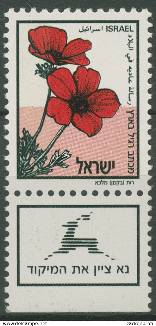 Israel 1992 Pflanzen Blumen Kronenanemone 1217 Mit Tab Postfrisch - Unused Stamps (with Tabs)