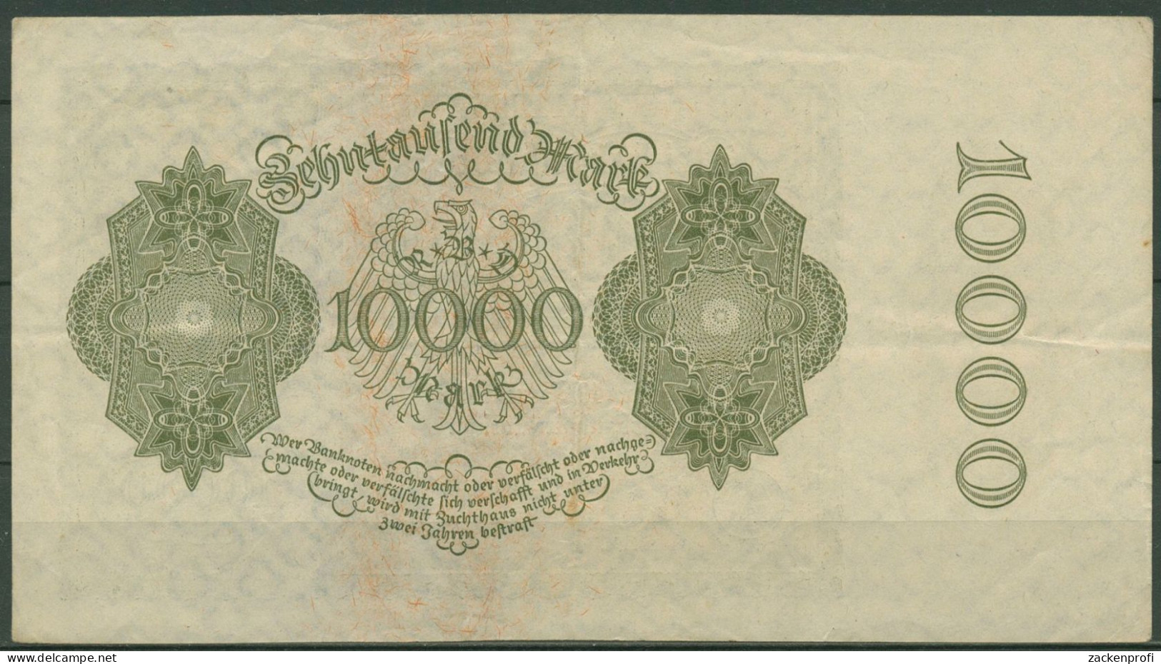 Dt. Reich 10000 Mark 1922, DEU-78c FZ J, Leicht Gebraucht (K1448) - 10.000 Mark